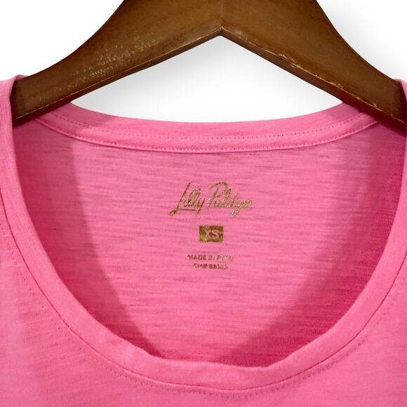 NWT Lilly Pulitzer Etta Scoop-Neck Tee Womens Size XS Rousseau Pink T-Shirt Top - Picture 5 of 11
